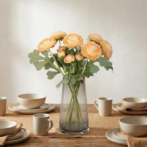 Artificial Ranunculus Flowers with Real Touch Stem (Champagne / 6)