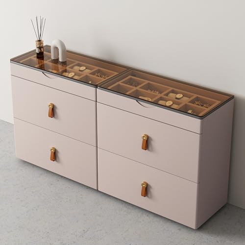 Nightstand with Glass Top (Pale Pink)