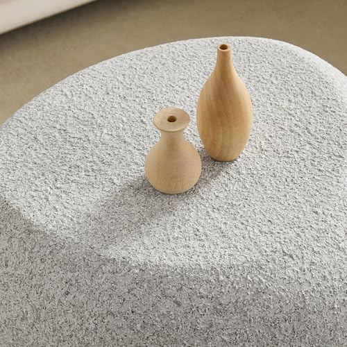 19" Fiberglass Irregular Matte End Table with Faux Rocks Design (Beige / 19"(Irregular))