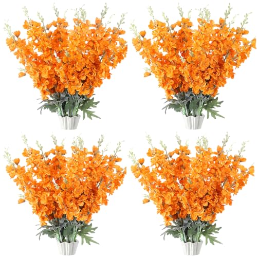 50 Pcs Orange Delphinium Artificial Flower Bulk (34.25" / Orange)