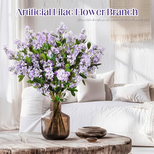 30 Pcs 30" Artificial Lilac Flowers Fake Delphinium Antirrhinum Stem Silk Artificial Flower Branch Floral Arrangement for Vase Centerpieces Wedding Bouquet Home (Purple)