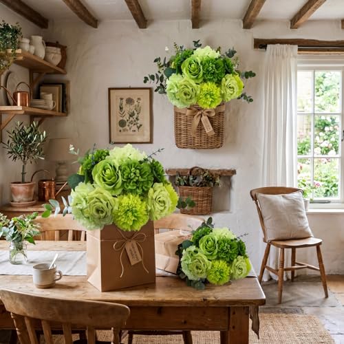 98pcs Artificial Flowers with Stems (Green Color)