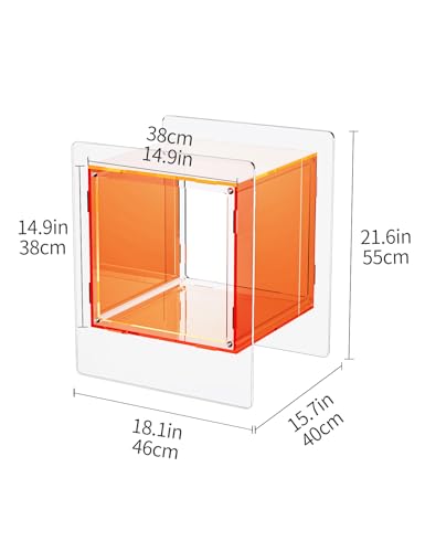 Acrylic Nightstand Colorful Bedside Table with Open Storage Shelf (Orange)