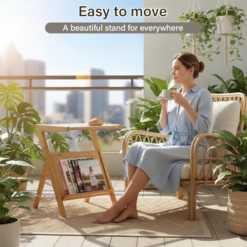 Large Wood Rattan Nightstand (Rattan-large-wood)