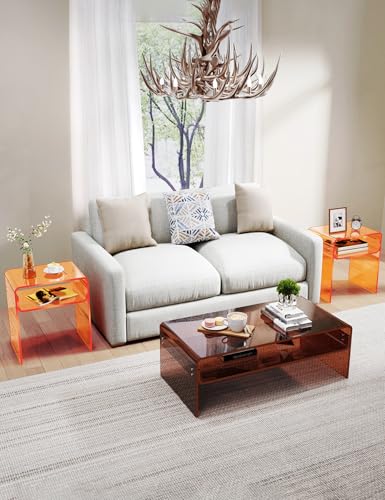 Clear Acrylic End Table 2 (Orange Double)