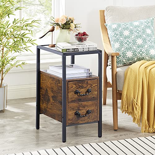 End Tables 24" Height Narrow Nightstands (Vintage Brown / Set of 2)