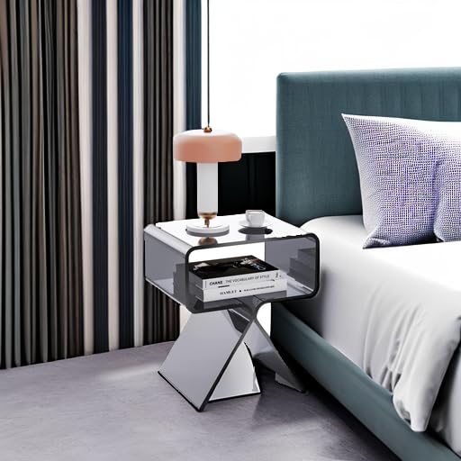 Acrylic Nightstand Bedside Side Table (Black)