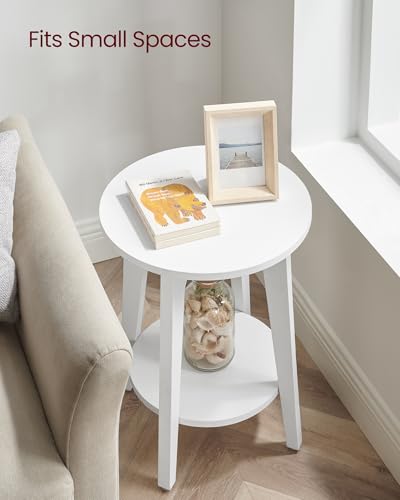 Round Side Table with Lower Shelf (Cloud White / 1 pack)