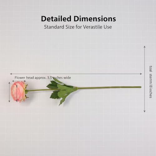 20 Stems Artificial Ranunculus Flowers (Blush Pink 20pcs)