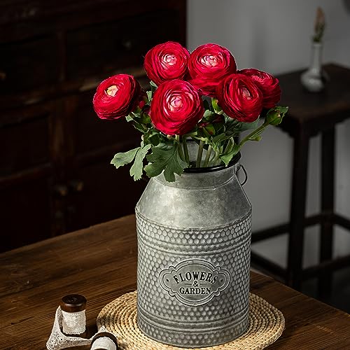 Artificial Ranunculus Flowers with Real Touch Stem (Red / 6)