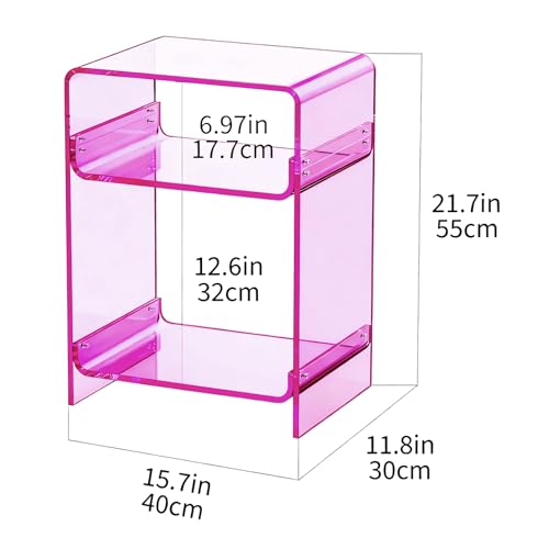 Acrylic Record Player Table with Storage Shelf (Pink / Medium)