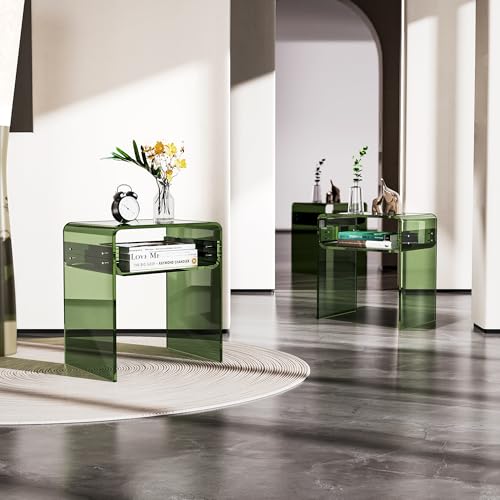 Clear Acrylic End Table 2 (Green Double)