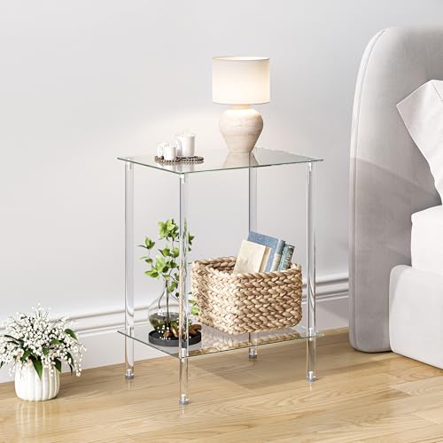Tempered Glass Side Table (Transparent / 2 tier Normal)