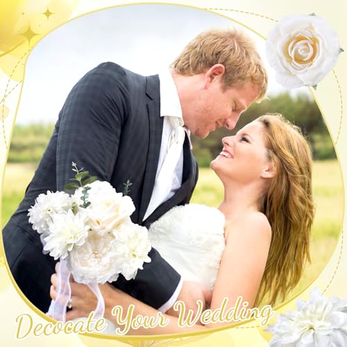 98pcs Artificial Flowers with Stems (White Color)