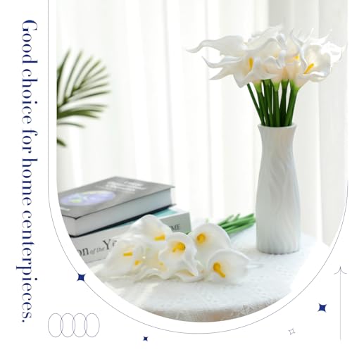 100 Pcs Fake White Calla Lily Flower for Wedding 13.4" Real Lifelike Artificial Calla Lily Bouquet Faux Flower for Home Kitchen Bride Shower Party Decorations