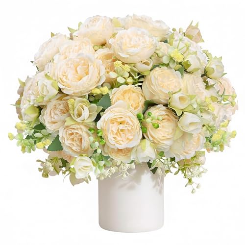 12pcs Peonies Artificial Flowers Bouquet (Champagne)