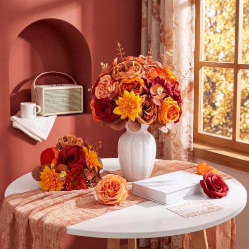98pcs Artificial Flowers with Stems (Autumn Colors)