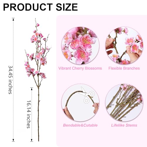 6 PCS Artificial Cherry Blossom Branches Spring Indoor Decoration (A-pink)
