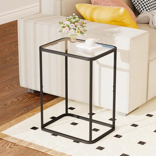 Glass Side Table Two Set Modern Bedside Table for Bedroom (Black / 15.8"x11.8"x20.8" 2 PCS)