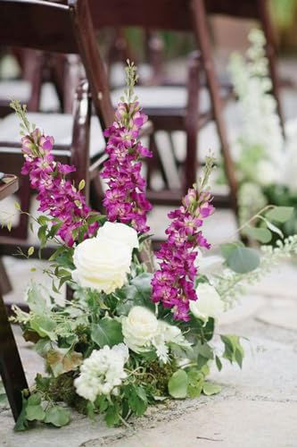 Fuschia Pink Flowers Artificial Delphinium Combo Clematis Greenery Silk Flowers 8pcs Long Stem Hot Pink Flowers for Tall Vase Artificial Snapdragon Flowers for Vases for Decoration (Fuschia)