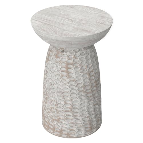 Boyd 16" Wide Solid Wood Round End Table in White Wash (White Wash / 16 inch)
