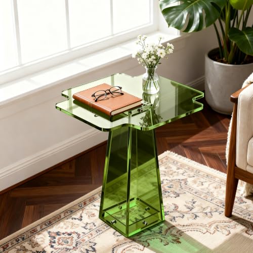Acrylic Side Table Nightstand (Green / 19.7“×19.7“×20”)