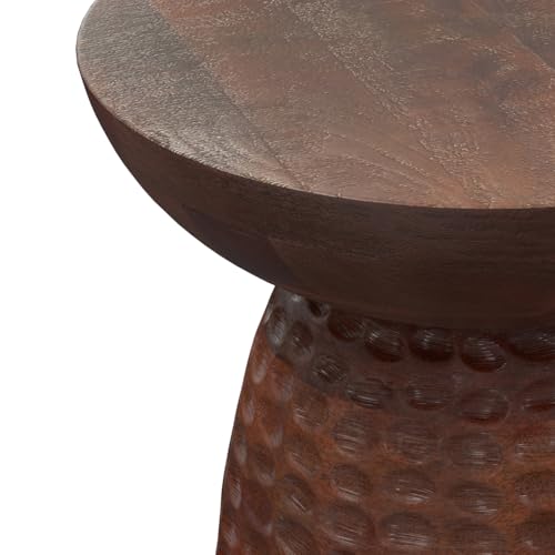 Boyd 16" Wide Solid Wood Round End Table in Warm Dark Brown (Warm Dark Brown / 16 inch)