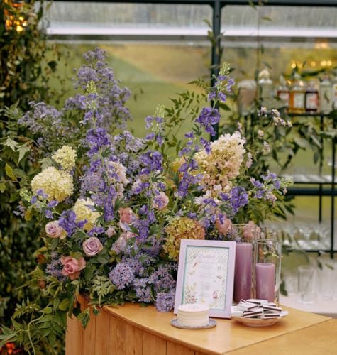 Purple Delphinium Artificial Flowers 5PCS Silk Flowers with Stems 28.3" Realistic Larkspur Faux Delphinium for Wedding Centerpieces Home Tables Party Decor (5pcs-purple)