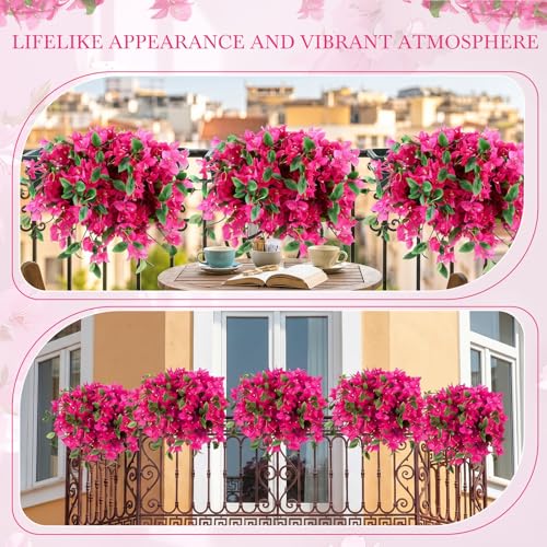 16 Pcs Fake Bougainvillea Bulk Silk Flower UV Resistant (Rose Red)
