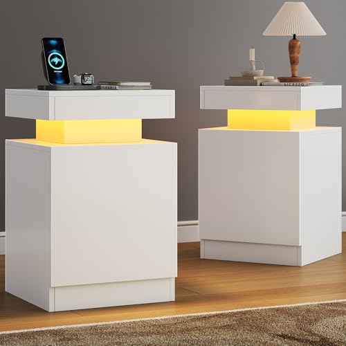 LED Nightstands Set of 2 (White / 15 inch-2P)