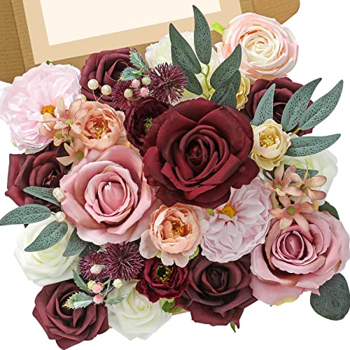 Burgundy Pink Artificial Flowers (Classic Pink Burgundy / 1 Box)