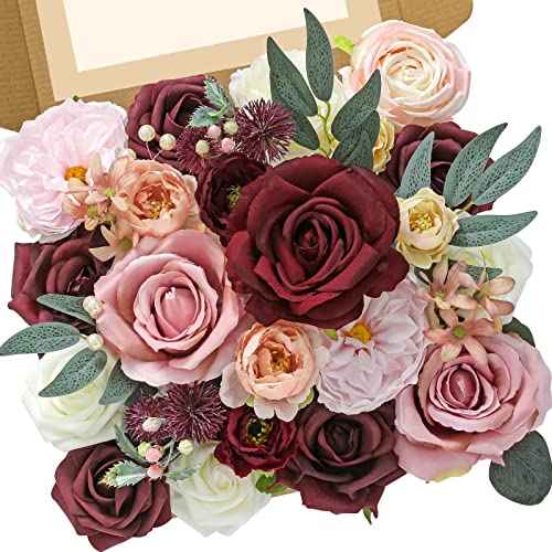 Burgundy Pink Artificial Flowers (Classic Pink Burgundy / 1 Box)