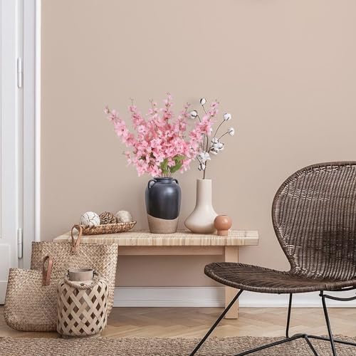 6PCS Long Stem Artificial Delphinium Flowers 35.43'' Pink Fake Larkspur Artificial Flower for Tall Vase Wedding Arrangements Bridal Bouquets Blossoms Flowers for Home Table Decor (Pink)