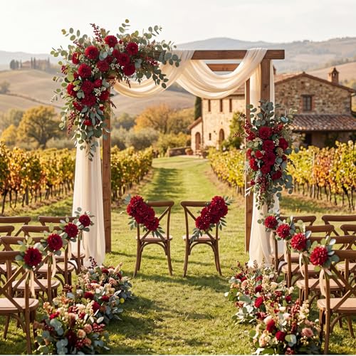 100pcs Red Artificial Dahlia Flowers with Stems (Red)
