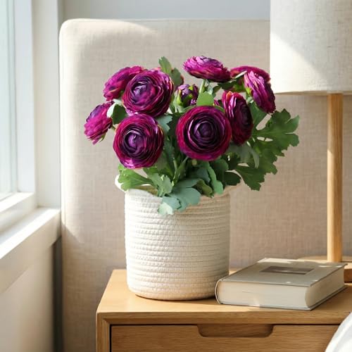 Artificial Ranunculus Flowers with Real Touch Stem (Purple / 6)