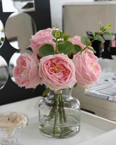 Artificial Flowers with Pink Roses in Vase (Pink Simulated Rose With Vase)