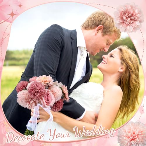 98pcs Artificial Flowers with Stems (Pink Color)