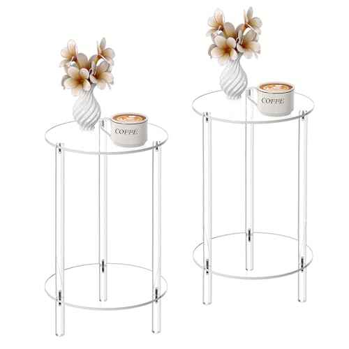2 Tier Acrylic Side Table for Small Spaces