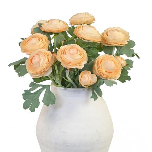 Artificial Ranunculus Flowers with Real Touch Stem (Champagne / 10)