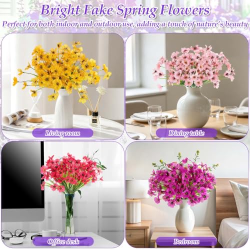 30 Bundles Realistic Artificial Flowers Bulk for Outdoors (Mixed 6 Colors)