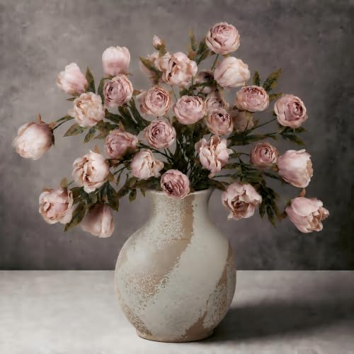 8 PCS 18" Faux Peonies Artificial Flowers Silk Flowers for Vase (Dusty Pink / 8P)