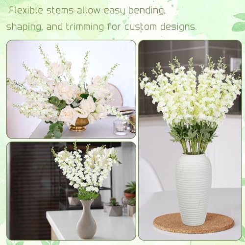 20 Delphinium Artificial Flowers 33.5" Long Stem (White)