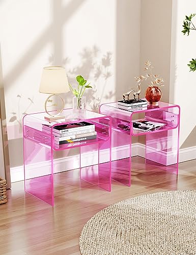 Clear Acrylic End Table 2 (Pink Double)