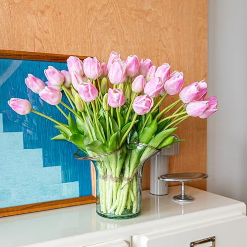 60pcs Artificial Tulips Flowers (60pcs Babypink (No Vase))
