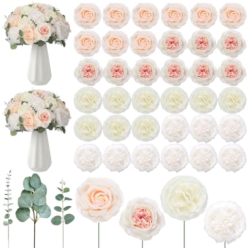 98pcs Artificial Flowers with Stems (Champagne Color)