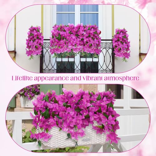 16 Pcs Fake Bougainvillea Bulk Silk Flower UV Resistant (Rose Purple)