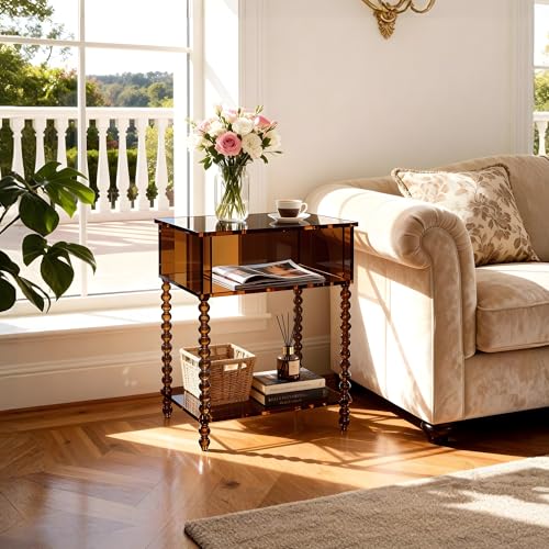 Acrylic Side Table (Dark Brown / Large)