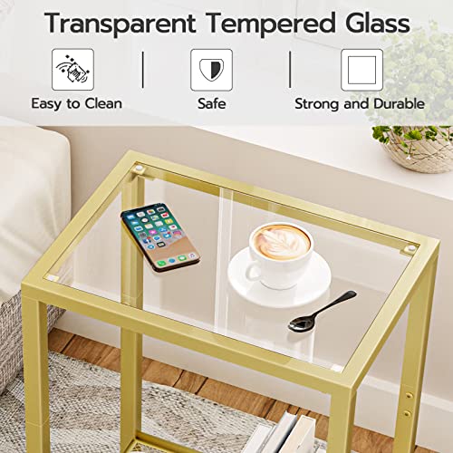 Side Table, 2-Tier End Table, Nightstand for Tight Spaces