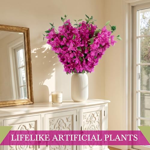 100 Pcs Fake Bougainvillea Bulk Silk Flower UV Resistant (Rose Purple)