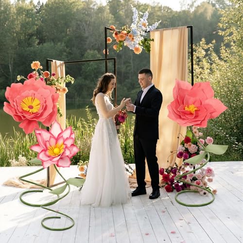 3 Pcs Waterproof Giant Flowers for Decoration with Standing (Pink / Bright)